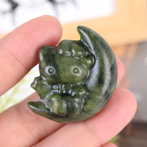 หินคริสตัลธรรมชาติแกะสลักรูปแมวเฮลโลคิตตี้บนดวงจันทร์ขนาดเล็ก - Product Image 5