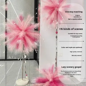 Fleurs artificielles en soie faites à la main, arrangement de mariage, feux d'artifice, plumes de roseau, accessoires photo, décoration de rentrée scolaire - Product Image 3