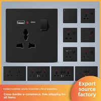 Prise murale USB nordique noire 13A avec interrupteur pour Hong Kong et Macao, charge rapide TYPE-C, interrupteur et prise standard britannique
