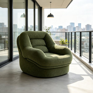 Sillón Plegable de Corduroy, <span class=keywords><strong>Silla</strong></span> de Estilo Barrel Extra Grande con Base Estable, Sin Movimientos Bruscos, Perfil Bajo, para Sala de Estar, Dormitorio, Apartamento, Rincón de Lectura - Product Image 2