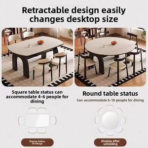 <span class=keywords><strong>Mesa</strong></span> de Comedor Retráctil de Madera Estilo Medieval Francés <span class=keywords><strong>con</strong></span> <span class=keywords><strong>Sillas</strong></span>, Plegable para Uso Doméstico, Opciones Cuadradas de Doble Uso - Product Image 4