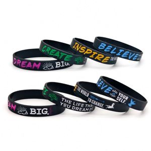 Pulsera de Silicona Inspiradora con Frases Motivacionales: Crea, Inspira, Creí, Sueña. Correa de Goma para Eventos y Fiestas. - Product Image 4