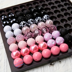 Yantuo 50 cái hạt tiêu cự 20mm màu hồng + Đen Trắng mô hình con bò DIY hỗn hợp màu sắc 3D Thạch Loose hạt Bộ - Product Image 2