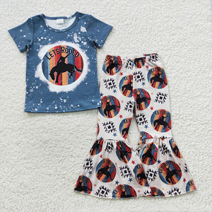 Conjunto de verano al por mayor de Let's Rodeo, conjuntos de ropa para niños, conjuntos de <span class=keywords><strong>vaquero</strong></span> occidental para niñas, conjunto de blusa, ropa para hermanos - Product Image 2