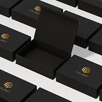 Kotak Hadiah Lipat Magnetik Kosong Berbahan Karton Kaku Matte Hitam Besar Mewah dengan Logo Kustom Premium