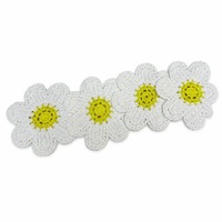 Nouveautés : Patch brodé tournesol soluble dans l'eau, blanc et jaune, en polyester, appliqué au crochet pour sacs et vêtements