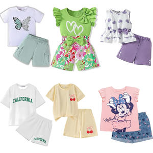 Conjunto de Ropa Infantil Unisex de Verano, 2 Piezas, Algodón, Estilo Casual, Camiseta sin Mangas a Cuadros y Pantalones Cortos Estampados, Edades 0-12 - Product Image 1