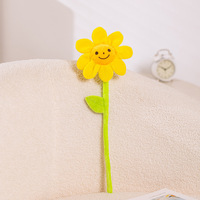 En gros Tournesol En Peluche Jouet Visage Souriant Tournesol Poupées Simulation Bouquet De Fleurs pour La Décoration Intérieure Clip De Rideau Cadeaux De Vacances