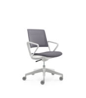 Chaise de travail pivotante en maille, siège ergonomique réglable en hauteur avec accoudoirs fixes pour le personnel de bureau