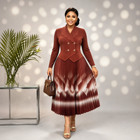 Ensemble deux pièces moderne et modeste pour femmes musulmanes, blazer noir à double boutonnage, jupe longue plissée dégradée, tenue formelle islamique