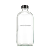 Bouteilles rondes Boston en stock, bouteilles en verre transparent, flacons de sérum, flacons pulvérisateurs avec buses, petits flacons d'échantillons