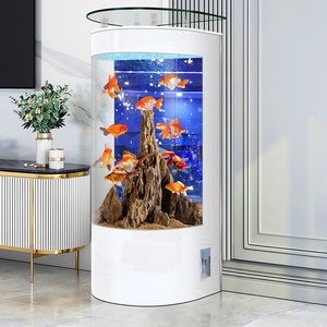 Modern Standing Half <strong>Round</strong> Large <strong>Fish</strong> <strong>Tank</strong> for Living Room with Self-Circulating Filtration and No Water Change Required - Product Image 2