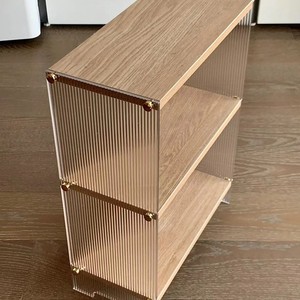 Chose Acrylic Cup Shelf 3 Tier Wood Top Freestanding Storage Rack For Kitchen Bar Countertop - Product Image 2