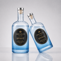 Botol Minuman Keras Kaca Super Flint Food Grade Langsung dari Pabrik, Wadah Brandy Vodka dengan Ukiran Logo Kustom Layanan OEM ODM