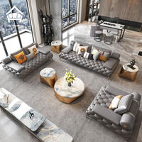 Italienisches Amerikanisches Luxus-High-End-Leder Chesterfield Ecksofa-Set für Wohnzimmermöbel L-Form Couch