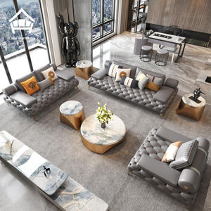 Divano Sezionale Chesterfield in Pelle di Lusso <span class=keywords><strong>Italiano</strong></span>-Americano di Alta Gamma per Arredamento Soggiorno, Divano a L - Product Image 3