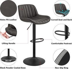 Có thể điều chỉnh xoay thanh phân với PU trở lại và ghế và kim loại chân cho nhà bếp đồ nội thất nhà quầy bar - Product Image 2