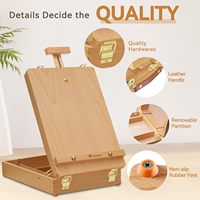 Chevalet d'art en bois rectangulaire multifonctionnel pour bureau avec boîte à croquis pour étudiants et artistes