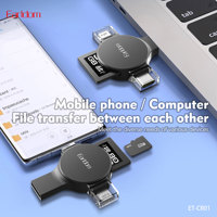 Lector de tarjetas portátil Earldom 5 en 1, multiinterfaz, amplia compatibilidad, función Plug and Play, almacenamiento rápido para transferencia de archivos de teléfono móvil/computadora