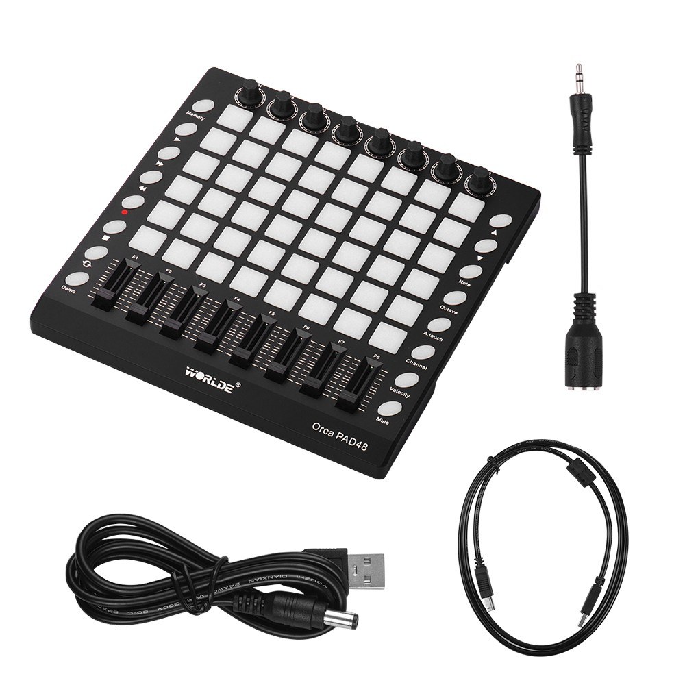 WORLDE PAD48 ポータブル USB MIDI ドラムパッドコントローラ WORLDE PAD48 Portable USB MIDI Drum Pad Controller 48 RGB Backlit