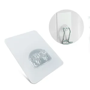 Origin supplier Smooth Transparent sticker hangers self adhesive plastic traceless hook for wire basket storage holder