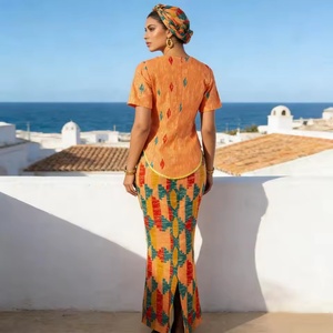Ensemble jupe et robe d'été en coton grande taille pour femmes africaines, avec manches courtes, coupe ajustée et foulard 2526056 - Product Image 5