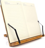 Support de livre de cuisine et de livre en bambou avec fonction de stockage Support de repos de lecture pour tablettes écologiques