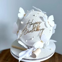 Topper Kue Ulang Tahun Cermin Akrilik, Topper Kue Samping, Topper Kue Emas, Hiasan Kue untuk Perlengkapan Pesta Ulang Tahun