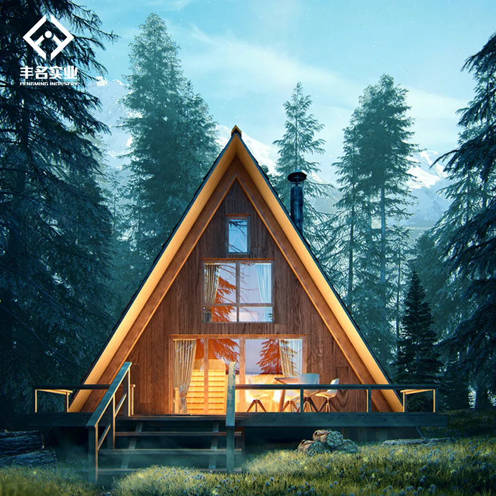 house prefabricated homes hotel Resort wooden structure A frame house triangle shape wood house