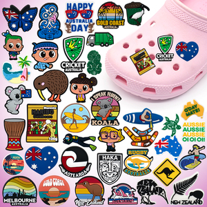 Charmes de chaussures en PVC en gros, série Océanie, vente chaude, logo de dessin animé mignon, en vrac, décorations d'accessoires de chaussures australiennes 2D - Product Image 1