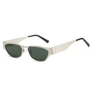 Gafas de sol tipo ojo de gato, montura metálica, lentes azules UV400, protección solar a la moda Y2K para mujer - Product Image 2