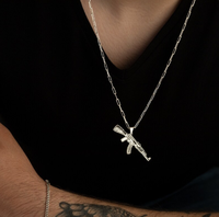 Collier pistolet mitraillette pendentif chaîne lien amant Kalachnikov pendentif cadeau pour lui fait à la main bijoux en gros