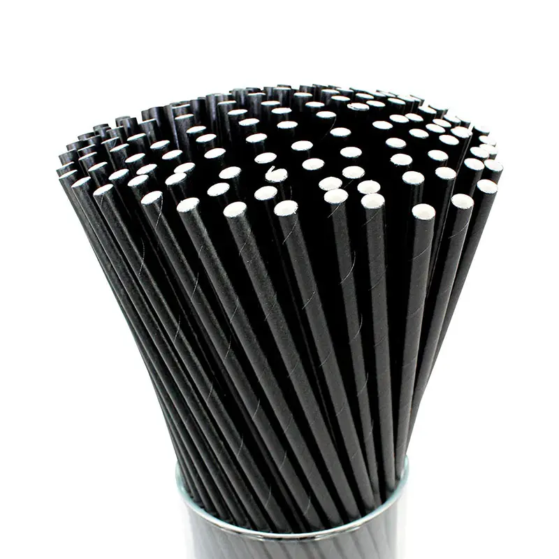 paper straw black plain matte Inelastic 6mm black straight paper straws paper straw 8mm black