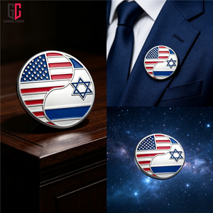 Pin de Solapa Esmaltado con Bandera Yin Yang de EE. UU. e Israel, Personalizado de Fábrica con 12 Años de Experiencia, Broche Metálico de la Alianza de Amistad entre EE. UU. e Israel para Traje - Product Image 4