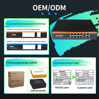 TiNCAM 8 puertos 10/100M Poe Switch 8 + 2 CH AF/AT Soporte 48V Vlan Smart Network Switch NVR para cámara IP CCTV