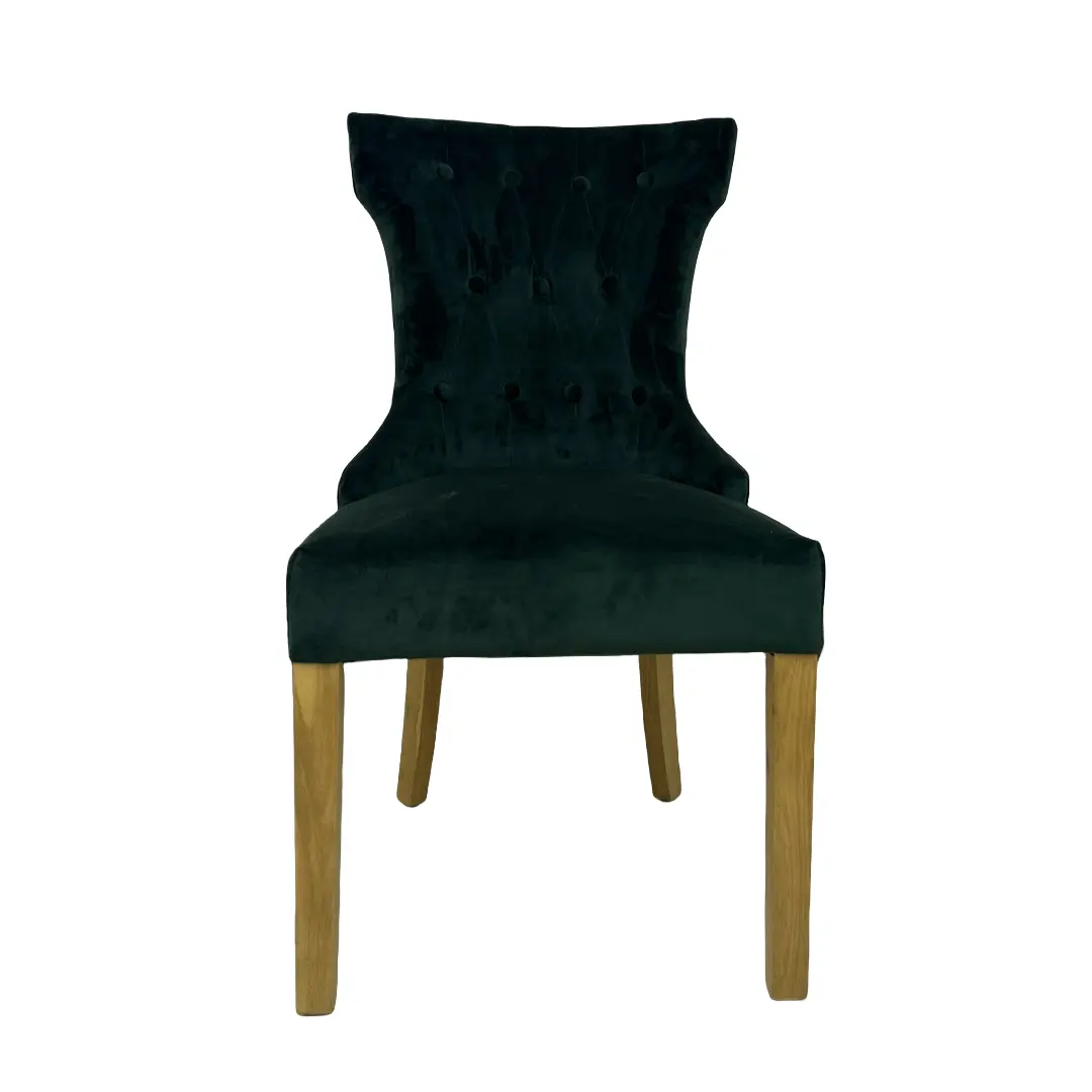 Cubierta de asiento de una pieza Europea verde oscuro con respaldo elevado de arco grande Silla de comedor moderna