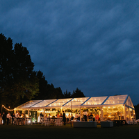 Tente de réception de mariage en aluminium transparent 12x25m pour 240 personnes, toit en PVC transparent, tente de luxe pour événements extérieurs et banquets de mariage