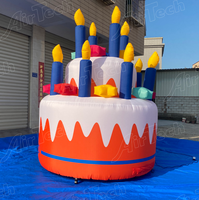 Décoration Gonflable Géante Gâteau d'Anniversaire avec Ventilateur Intégré Matériau Imperméable et Durable - Ballon Hollandais pour Fêtes d'Anniversaire