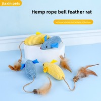 Jouet à mâcher pour chat en forme de tube en filet de plumes de fourrure de poisson en polyester flexible, durable, interactif, pour usage intérieur et extérieur