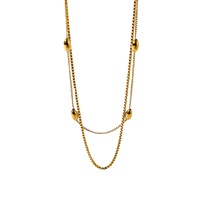 Cadena de Acero Inoxidable Chapada en Oro de 18K para Hombre y Mujer, Estilo Europeo y Americano, Cadena de Clavícula de Lujo Ligero de Alta Gama