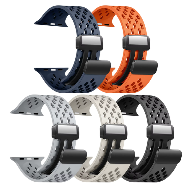 RYB Silicone Adjustable Magnetic Sport Straps for IWatch Series Ultra 9/8/7/SE/6/5/4/3/2/1 49mm 45mm 44mm 42mm 40mm