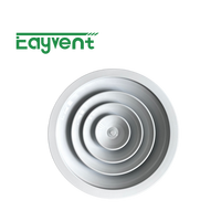 Diffuseur rond en aluminium à pression d'air équilibrée pour prévenir les zones chaudes et froides, idéal pour les grands espaces de centres commerciaux et les équipements CVC