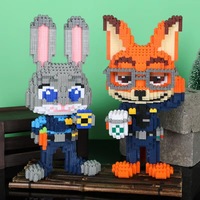 Bloques de construcción para niños, piezas de decoración de ensamblaje de partículas pequeñas, puzle, juguetes para adultos, bloques de construcción de conejo, para regalo