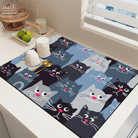 Tapis de séchage de vaisselle super absorbant pour comptoir de cuisine, avec dos en caoutchouc antidérapant, en diatomite douce et absorbante