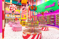 Sweet Shop Design d'intérieur rose coloré géant accessoires d'affichage de bonbons magasin de bonbons présentoir mural de bonbons