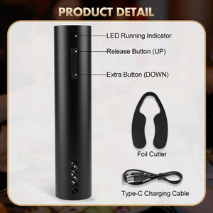 Custom Logo Automatic Electric Wine Opener Rechargeable Wine <b>Bottle</b> Opener Set with Wine Stopper Pourer and Foil Cutter - Product Image 2