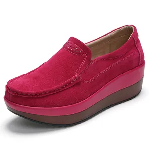 รองเท้าสตรีรองเท้าผ้าใบหนังวัวฤดูใบไม้ผลิรองเท้าแตะแฟชั่น Creepers รองเท้า Loafers Ladies Slip บนแพลตฟอร์ม4ซม.2019