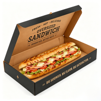 Boîte à pizza en papier kraft durable personnalisée, vente en gros, boîte à sandwich extra longue, boîte à emporter en carton ondulé, en vrac