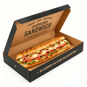 Scatole per <span class=keywords><strong>Pizza</strong></span> in Carta Marrone Sostenibile Personalizzate, Contenitori Extra Lunghi per Sandwich e Parmigiano, Imballaggi da Asporto in Cartone Ondulato all'Ingrosso - Product Image 3