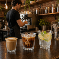 Kingze Esthétique 90ml 160ml 200ml Tasses à café latte glacé Espresso Thé Verre à boire pour cafés
